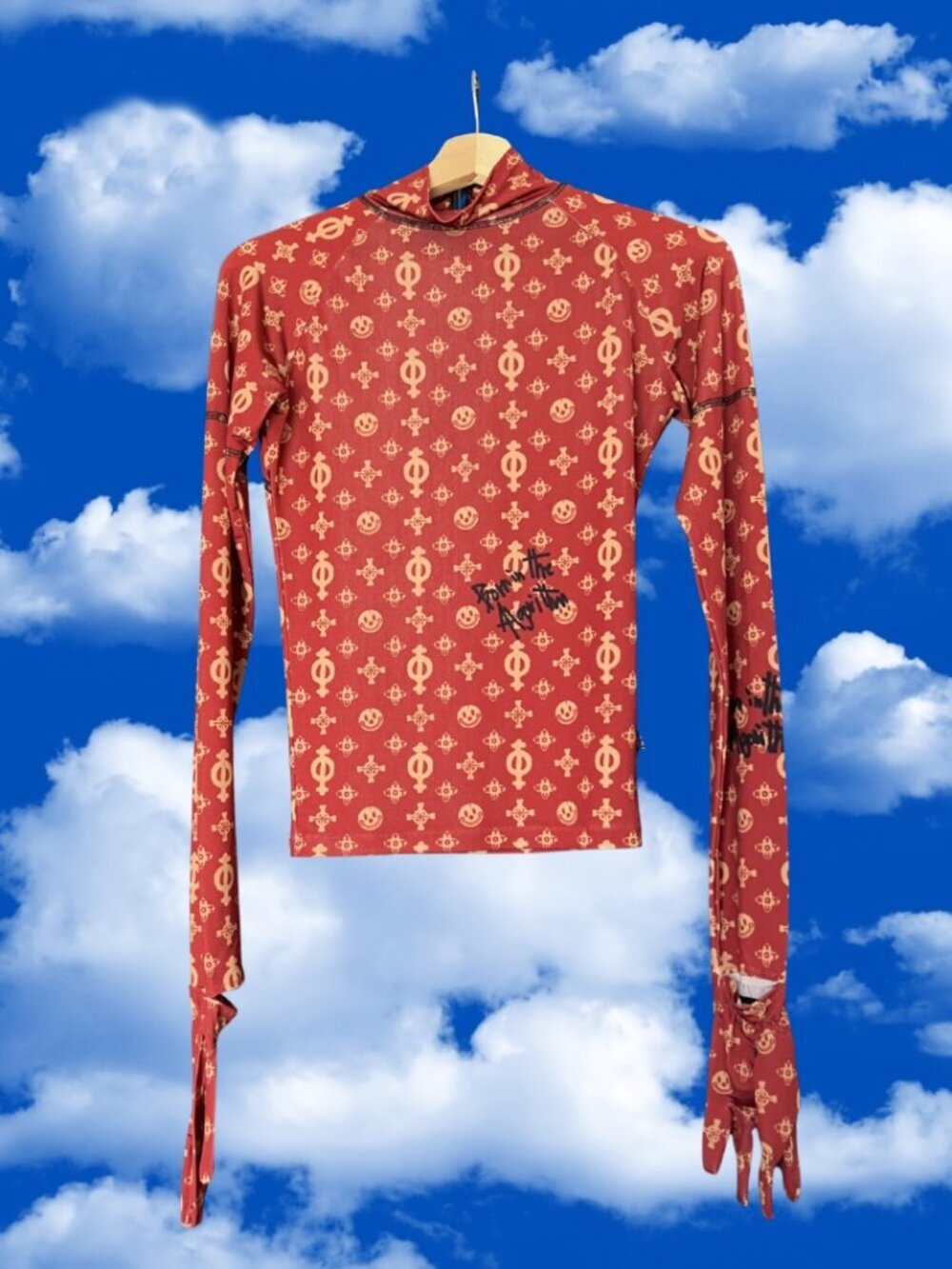 SKOOT Apparel Algorithm Suit Top Red Patterned Long Sleeve Size S-M MSPR $175